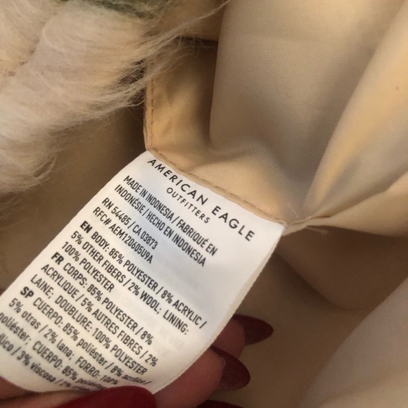 American Eagle Outfitters Oversize faux fur Jacket in Green and Cream - Picture 5 of 14